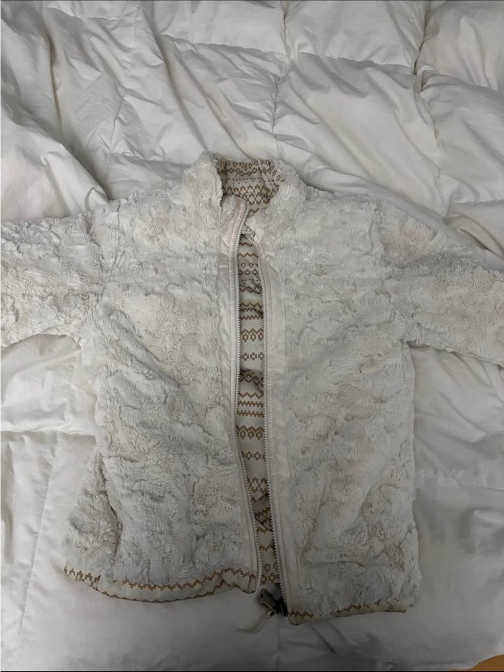 North Face Reversible Cream Sherpa Zip Jacket